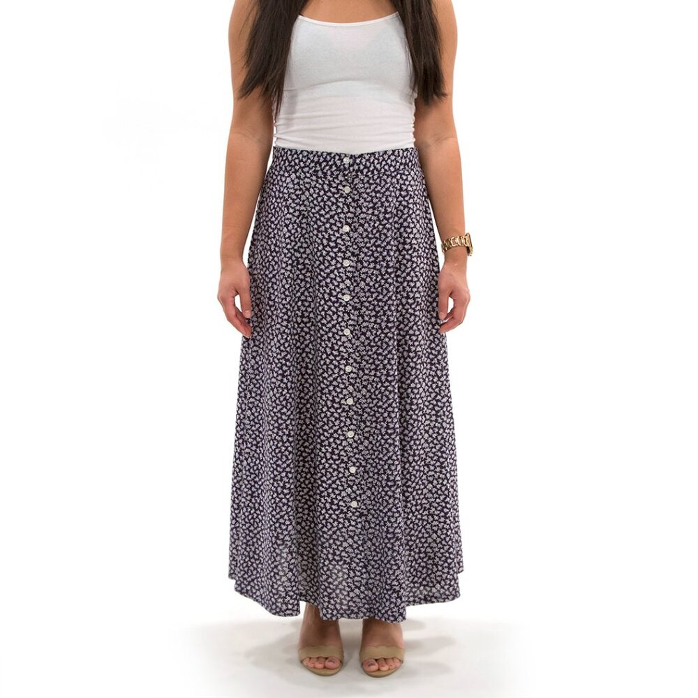 Vintage Button Floral Skirt